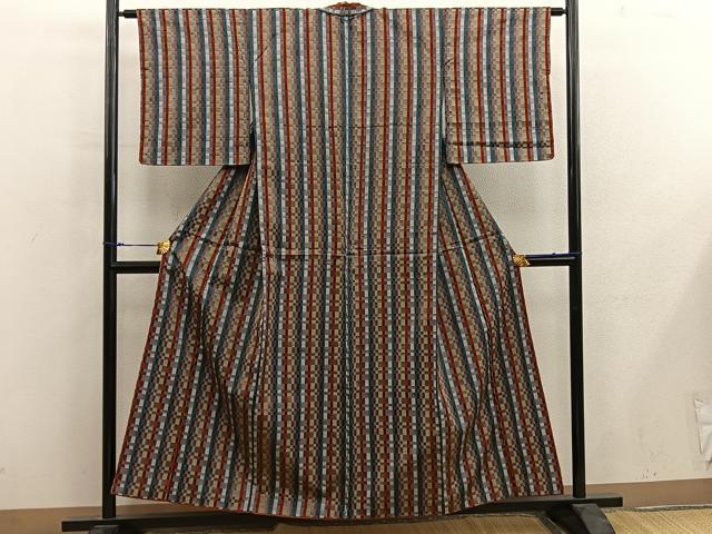 平和屋着物■上質な紬　間道　正絹　逸品　BAAY0047mz