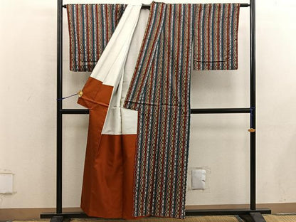 平和屋着物■上質な紬　間道　正絹　逸品　BAAY0047mz