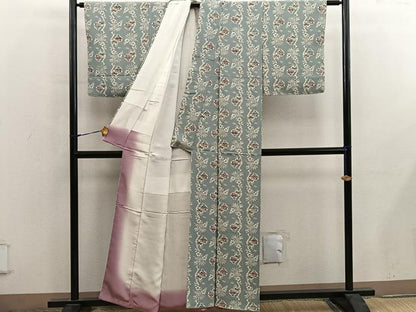 平和屋着物●上質な小紋　型染め　風景花文　大丸扱い　正絹　逸品　未使用　BAAY0049mz