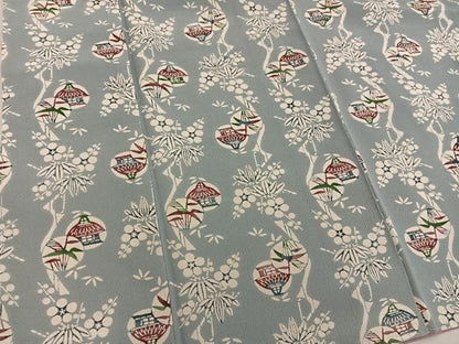 平和屋着物●上質な小紋　型染め　風景花文　大丸扱い　正絹　逸品　未使用　BAAY0049mz