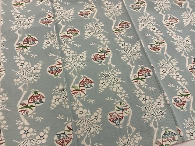 平和屋着物●上質な小紋　型染め　風景花文　大丸扱い　正絹　逸品　未使用　BAAY0049mz