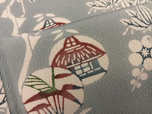 平和屋着物●上質な小紋　型染め　風景花文　大丸扱い　正絹　逸品　未使用　BAAY0049mz