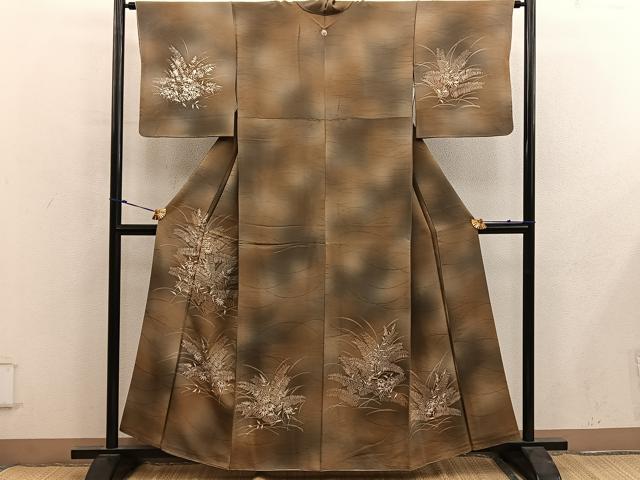 平和屋着物■訪問着　草花文　ろうけつ染め　暈し染め　正絹　逸品　BAAY0051mz