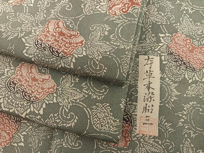 平和屋着物■上質な小紋　作家物　草木染　更紗花唐草文　正絹　逸品　BAAY0052mz