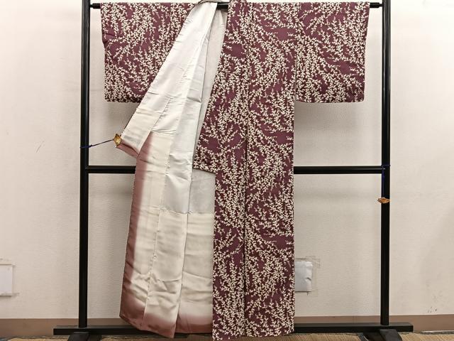 平和屋着物■上質な小紋　枝花文　正絹　逸品　BAAY0054mz