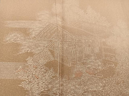 平和屋着物■訪問着　刺繍　風景花文　暈し染め　正絹　逸品　BAAY0055mz