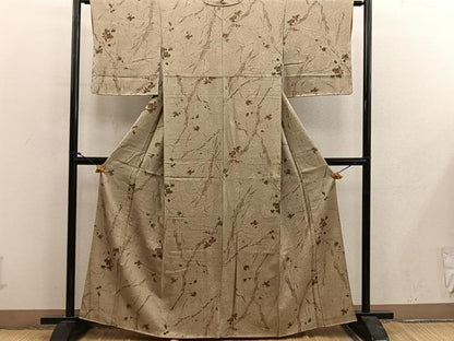 平和屋着物■上質な小紋　葡萄蔦の葉文　正絹　逸品　BAAY0056mz
