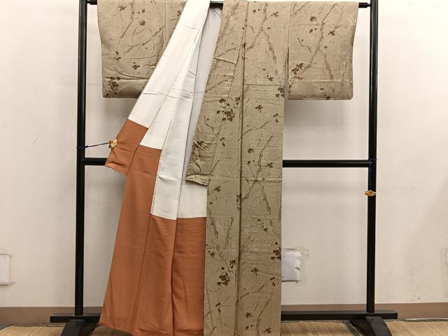 平和屋着物■上質な小紋　葡萄蔦の葉文　正絹　逸品　BAAY0056mz