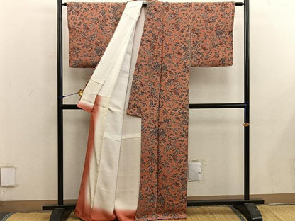 平和屋着物■上質な小紋　花鳥文　鬼しぼ縮緬　正絹　逸品　未使用　BAAY0057mz