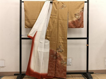 平和屋着物■訪問着　刺繍　地紙重ね菊花文　暈し染め　金彩　正絹　逸品　BAAY0059mz