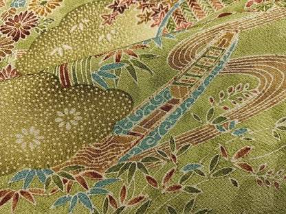 平和屋着物■上質な小紋　舟　雲重ね流水花文　鬼しぼ縮緬　正絹　逸品　未使用　BAAY0060mz