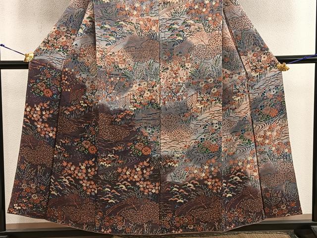 平和屋着物■訪問着　菊花文　暈し染め　鬼しぼ縮緬　正絹　逸品　BAAY0061mz