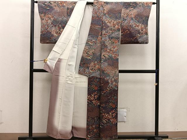 平和屋着物■訪問着　菊花文　暈し染め　鬼しぼ縮緬　正絹　逸品　BAAY0061mz