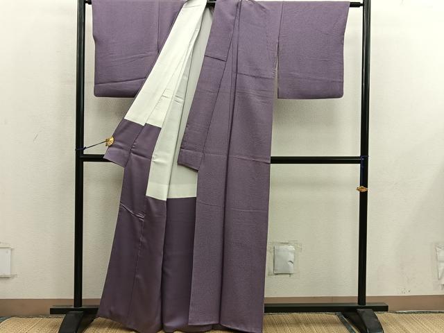平和屋着物■上質な色無地　紋意匠　濃色　正絹　逸品　BAAY0062mz