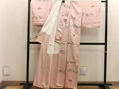 平和屋着物■上質な小紋　舞蝶花文　金彩　正絹　逸品　BAAY0063mz