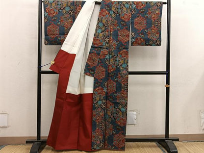 平和屋着物■本場大島紬　7マルキ　亀甲扇面花文　正絹　逸品　BAAY0064mz
