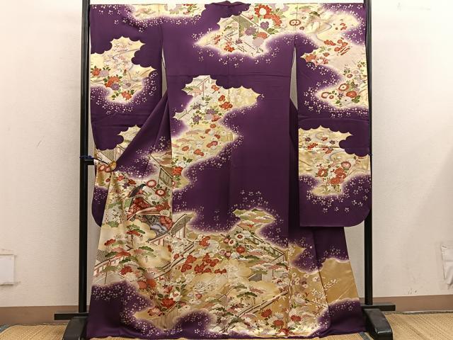 平和屋着物■豪華振袖　人物菊花文　暈し染め　金彩　正絹　逸品　BAAY0065mz