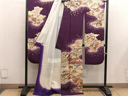 平和屋着物■豪華振袖　人物菊花文　暈し染め　金彩　正絹　逸品　BAAY0065mz