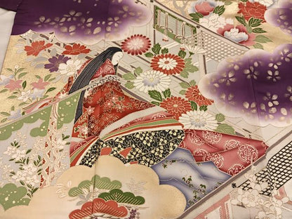 平和屋着物■豪華振袖　人物菊花文　暈し染め　金彩　正絹　逸品　BAAY0065mz