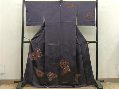平和屋着物■訪問着　刺繍　菊唐草文　正絹　逸品　BAAY0074mz