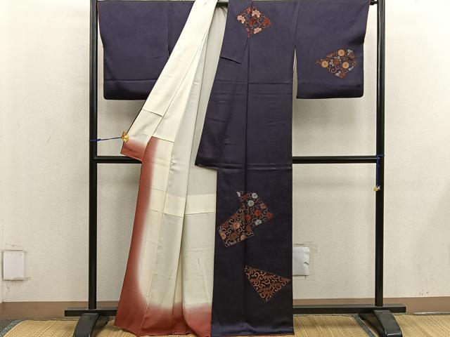平和屋着物■訪問着　刺繍　菊唐草文　正絹　逸品　BAAY0074mz