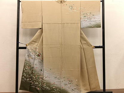 平和屋着物■訪問着　刺繍　雲重ね菊花文　暈し染め　金彩　正絹　逸品　BAAY0076mz