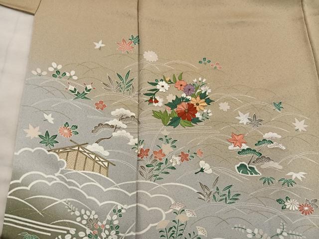 平和屋着物■訪問着　刺繍　雲重ね菊花文　暈し染め　金彩　正絹　逸品　BAAY0076mz