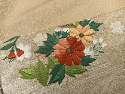 平和屋着物■訪問着　刺繍　雲重ね菊花文　暈し染め　金彩　正絹　逸品　BAAY0076mz
