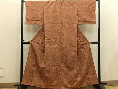 平和屋着物■上質な小紋　紬地　幾何学文様　正絹　逸品　BAAY0080mz