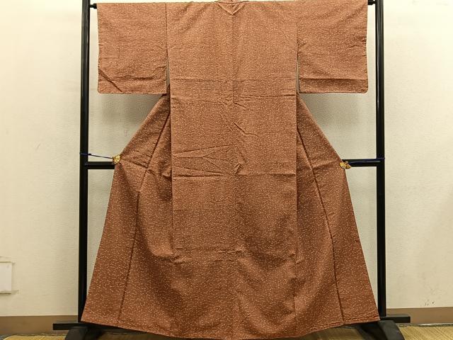 平和屋着物■上質な小紋　紬地　幾何学文様　正絹　逸品　BAAY0080mz