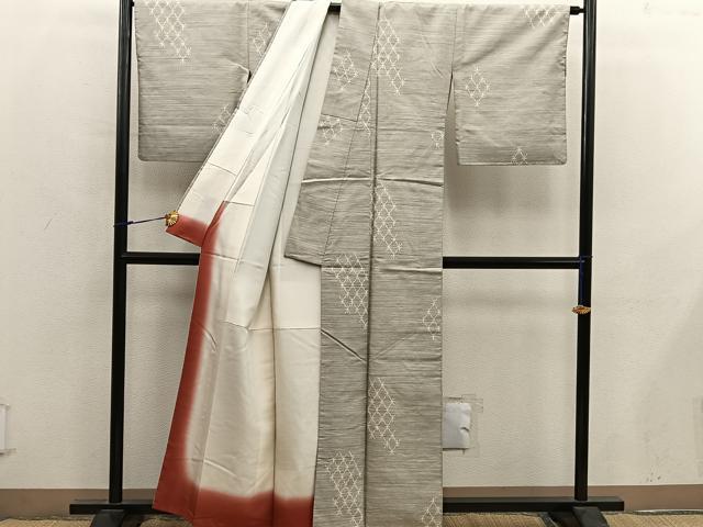 平和屋着物■上質な紬　菱　正絹　逸品　BAAY0082mz