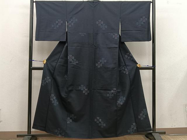 平和屋着物■結城紬　草花文　正絹　逸品　BAAY0083mz