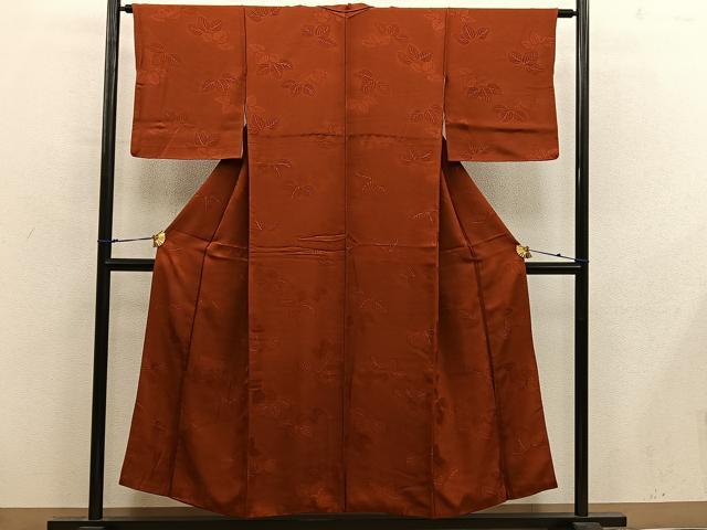 平和屋着物●上質な小紋　草葉地紋　地紋起こし　正絹　逸品　BAAY0085mz