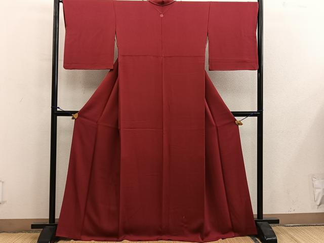 平和屋着物■上質な色無地　紅海老茶　正絹　逸品　BAAY0090mz