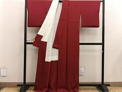 平和屋着物■上質な色無地　紅海老茶　正絹　逸品　BAAY0090mz
