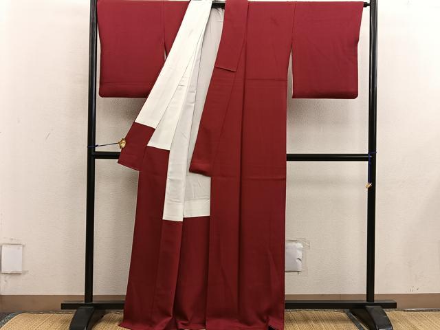 平和屋着物■上質な色無地　紅海老茶　正絹　逸品　BAAY0090mz