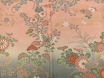 平和屋着物●訪問着　舞蝶菊花文　暈し染め　金彩　正絹　逸品　BAAY0092mz