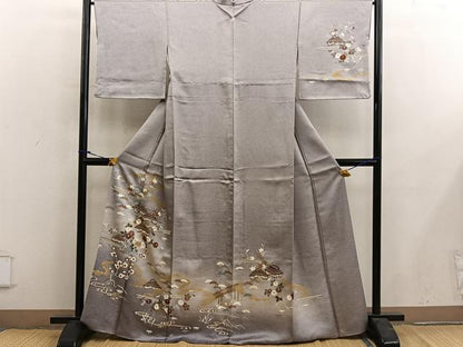 平和屋着物●訪問着　風景花文　金彩　正絹　逸品　BAAY0094mz