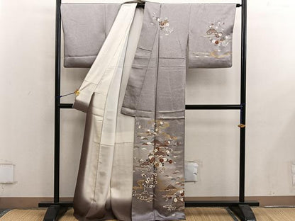 平和屋着物●訪問着　風景花文　金彩　正絹　逸品　BAAY0094mz