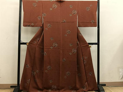 平和屋着物■上質な小紋　菊花文　金彩　正絹　逸品　BAAY0095mz