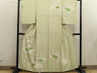 平和屋着物■訪問着　駒刺繍　枝花文　暈し染め　正絹　逸品　BAAY0097mz