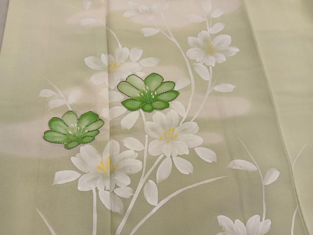 平和屋着物■訪問着　駒刺繍　枝花文　暈し染め　正絹　逸品　BAAY0097mz