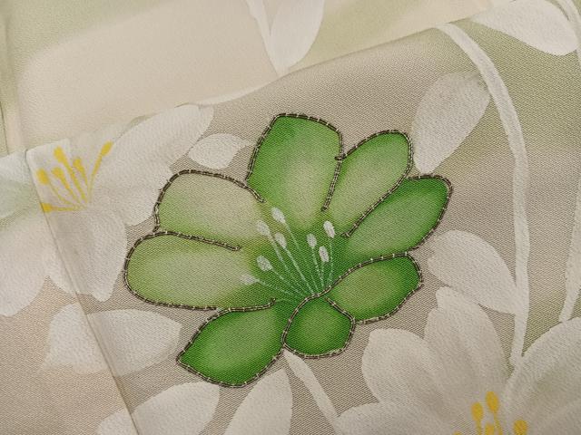 平和屋着物■訪問着　駒刺繍　枝花文　暈し染め　正絹　逸品　BAAY0097mz