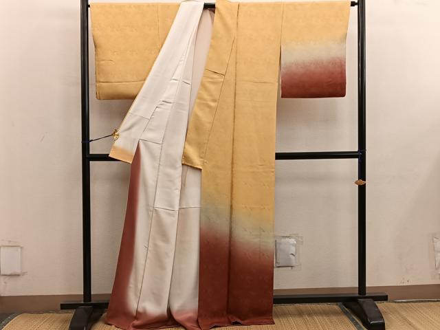 平和屋着物■訪問着　草花地紋　暈し染め　正絹　逸品　BAAY0098mz