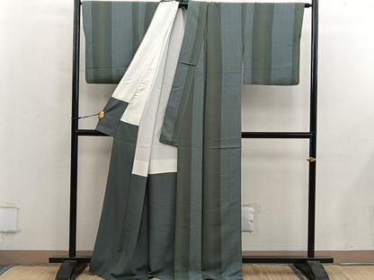 平和屋着物■上質な小紋　幾何学間道　正絹　逸品　BAAY0105mz