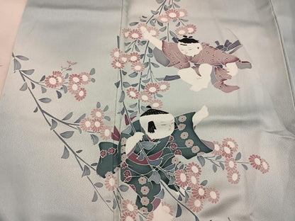 平和屋着物●訪問着　童子花文　暈し染め　正絹　逸品　BAAY0110mz