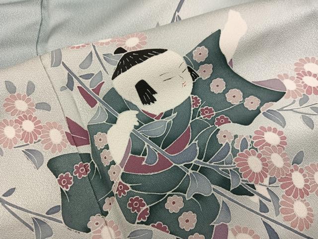 平和屋着物●訪問着　童子花文　暈し染め　正絹　逸品　BAAY0110mz