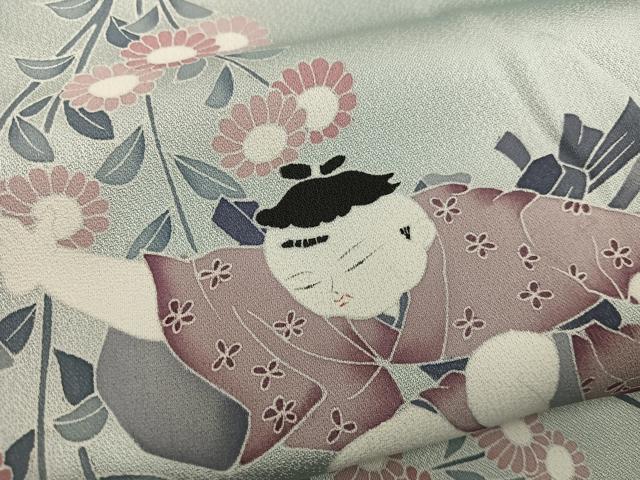 平和屋着物●訪問着　童子花文　暈し染め　正絹　逸品　BAAY0110mz