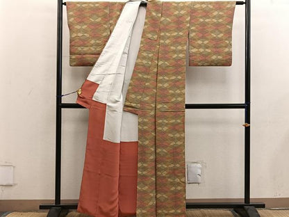 平和屋着物■上質な小紋　幾何学文様　正絹　逸品　BAAY0111mz