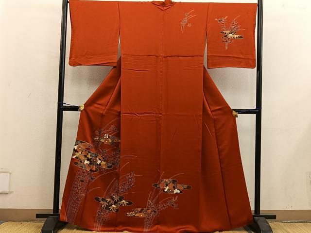 平和屋着物■訪問着　駒刺繍　菊花文　金彩　正絹　逸品　BAAY0115mz